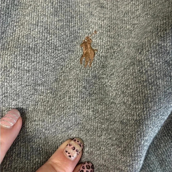 Polo Ralph Lauren Quarter Zip Mock Neck Pullover Sweater Gray Brown Pony Size XL - Picture 5 of 6